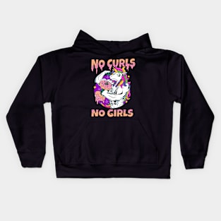 No Curls No Girls: Fit-n-Fabulous: Hilarious Unicorn Working Out Kids Hoodie